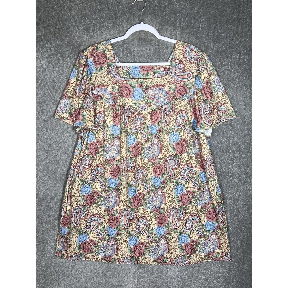 Vintage Carriage Court Floral Muumuu House Dress Nightgown Womens Size 3X Pocket